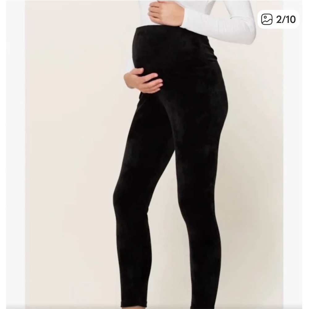 LOFT Black Maternity Velvet Pants - Size 12 Maternity